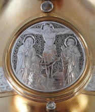 Solid silver gilt antique French Romanesque Chalice.